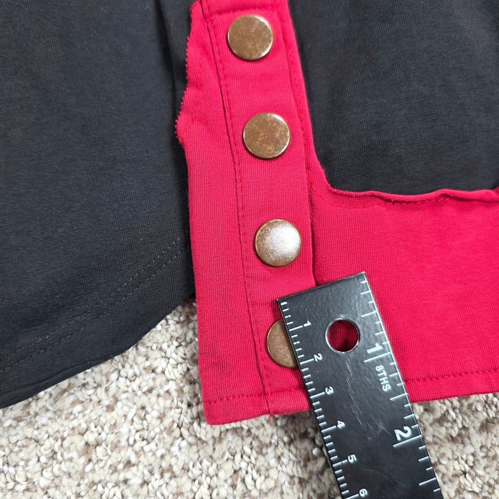 Double D Ranch Womens Western Shirt Black Red Studded Embroidered Snap Front L - Picture 7 of 10